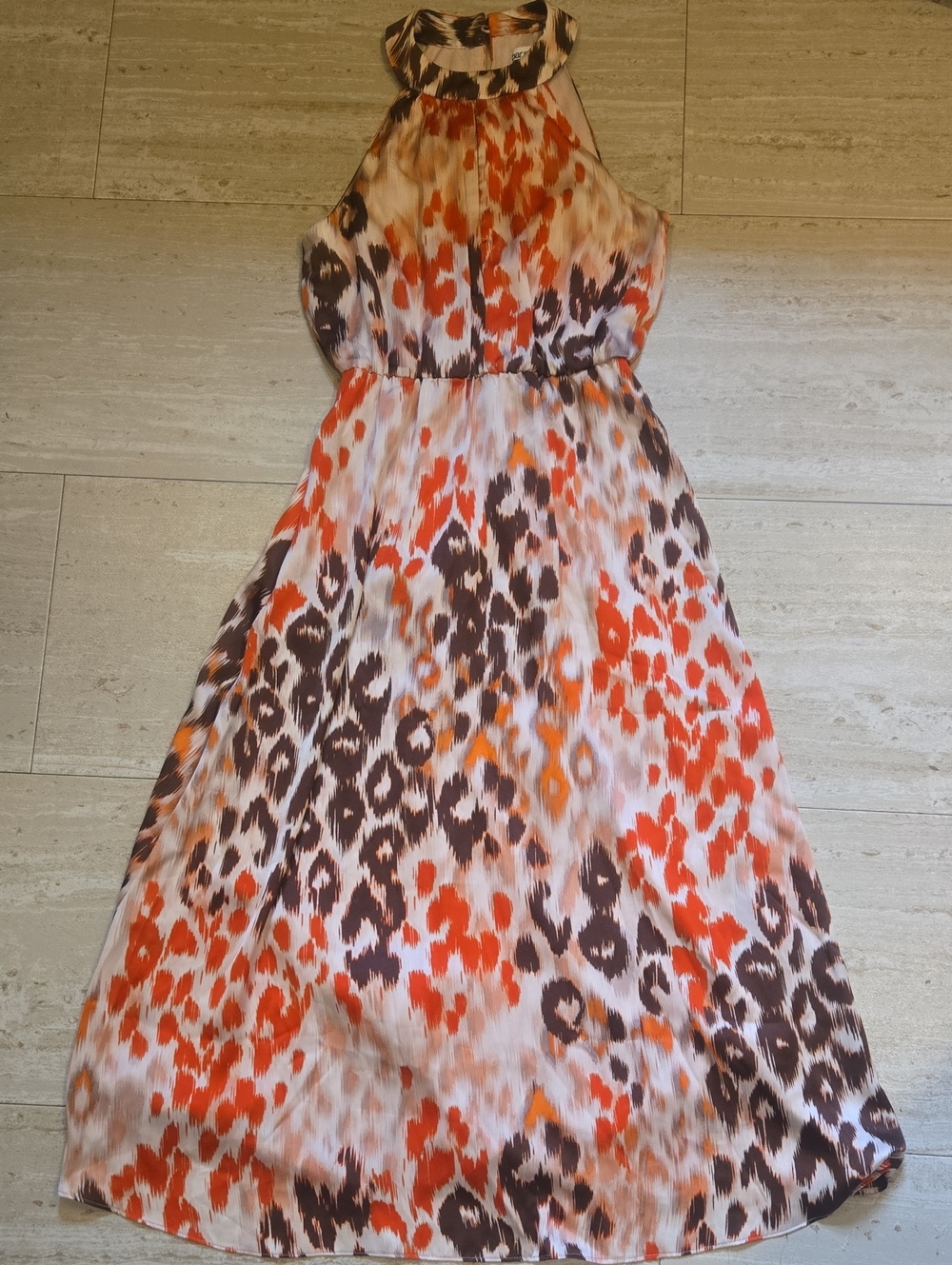 Bar III Multi-Color Design Print Halter Neck Silky Maxi Dress